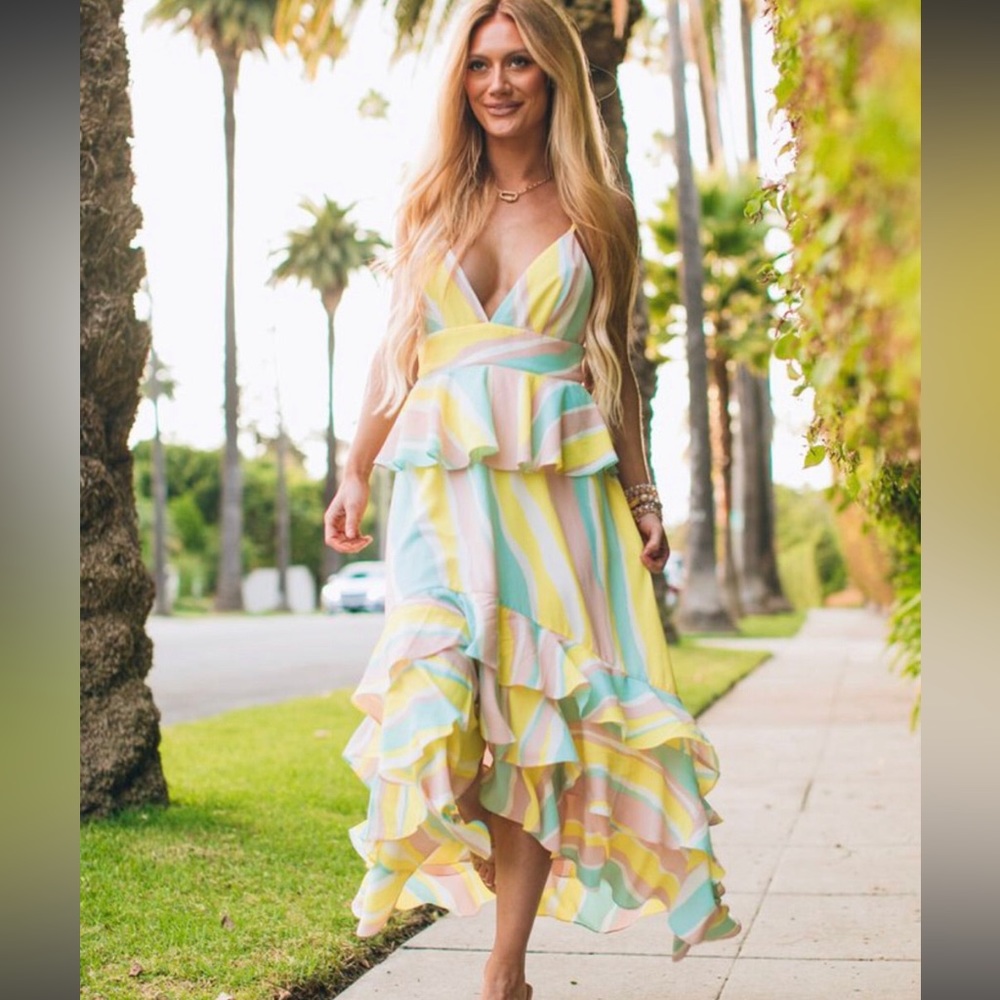 Buddy Love Georgia Ruffled Tiered Sleeveless High-Low Dress